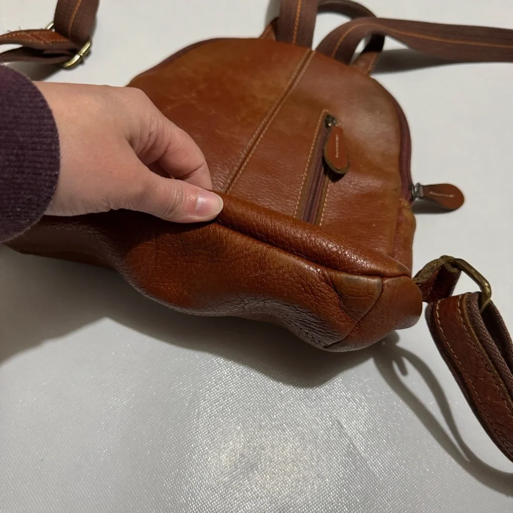 Vintage Greek Brown Leather Backpack Bag‎ Outdoor Hiking Neutral Camping
